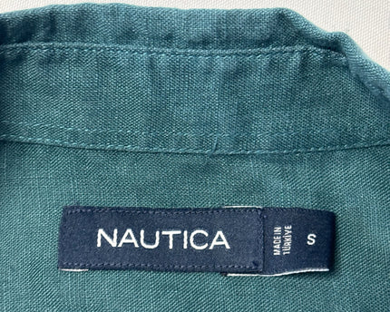 Nautica Teal Classic Fit Linen Long Sleeve Shirt