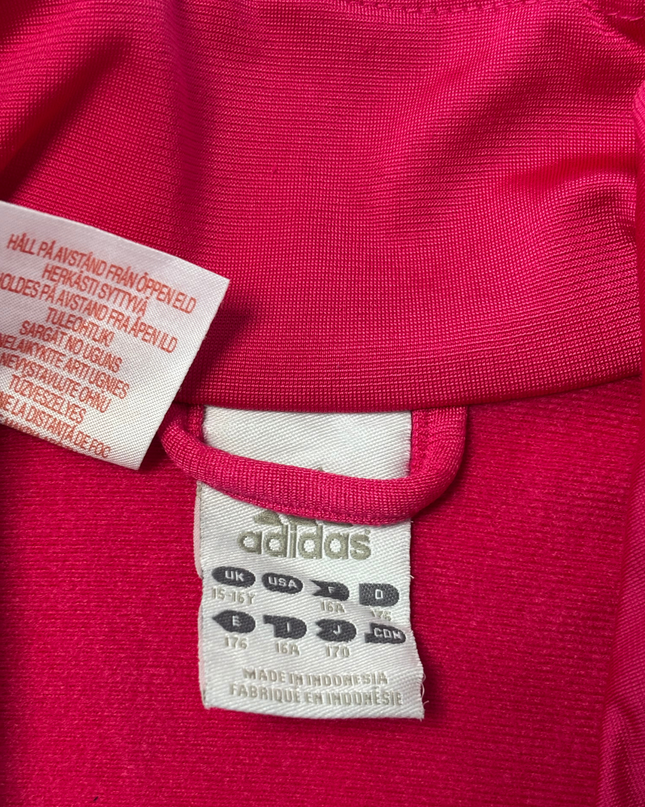 Adidas 3-Stripes Fuchsia Pink Ruched Full-Zip Track Jacket