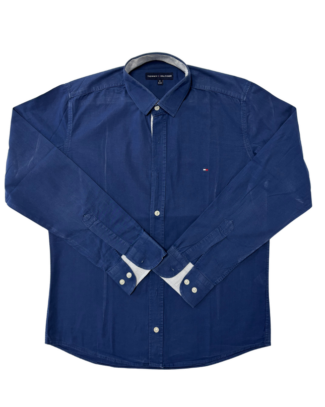 Tommy Hilfiger Navy Blue Inner Dot Contrast Button-Down Shirt - M