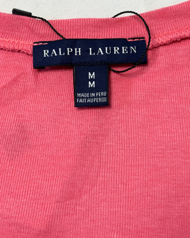 Ralph Lauren Deep Rose V-Neck Slim Fit Cotton T-Shirt