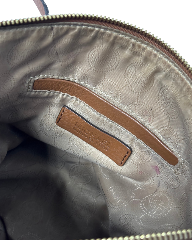 Michael Kors Brown Pebbled Leather Double Zip Crossbody Bag