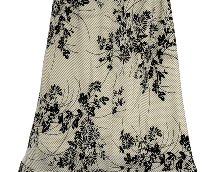 Jonathan Martin Studio Beige & Black Floral Ruffle Hem Midi Skirt