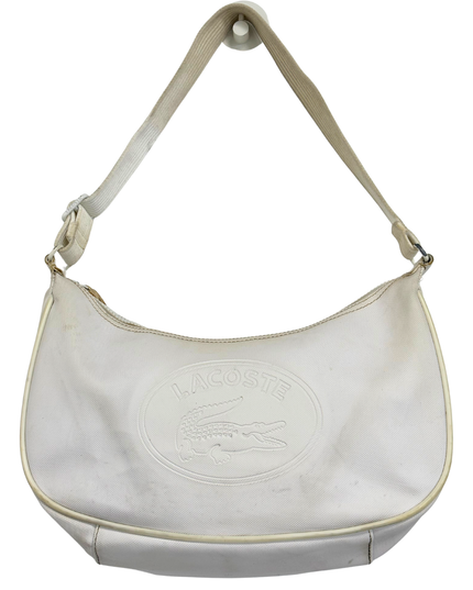 LACOSTE Vintage White Embossed Croc Baguette Shoulder Bag