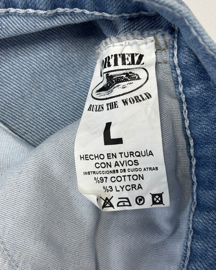 Corteiz Rules The World Light Blue Star Patch Denim Jeans