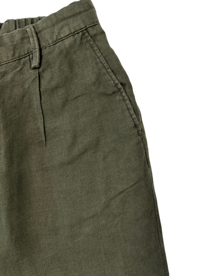 Massimo Dutti Olive Green Linen Jogger Fit Trousers - S | Waist: 28"