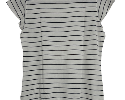 Essentials by Tchibo Striped Lace Detail Short Sleeve Top - S
