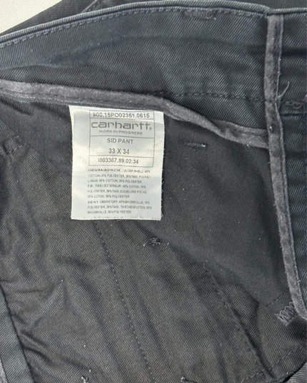Carhartt WIP Sid Pant Slim Fit Black Chino Trousers - L | Waist: 34"