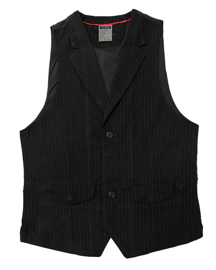 J.C. RAGS Black Pinstripe Tailored Waistcoat