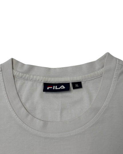 FILA Oversized Logo Cream White Graphic T-Shirt - M
