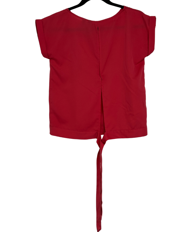 Mango Casual Vibrant Red Open-Back Tie Blouse
