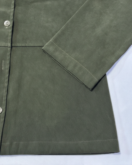 Zara Basic Olive Faux Suede Button-Down Lightweight Jacket