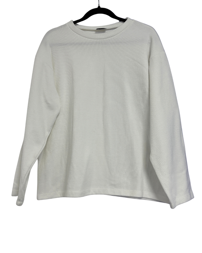 ASOS White Ribbed Crew Neck Sweatshirt