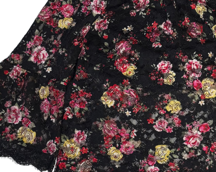 No Boundaries Black Floral Lace Bell Sleeve Off-the-Shoulder Top