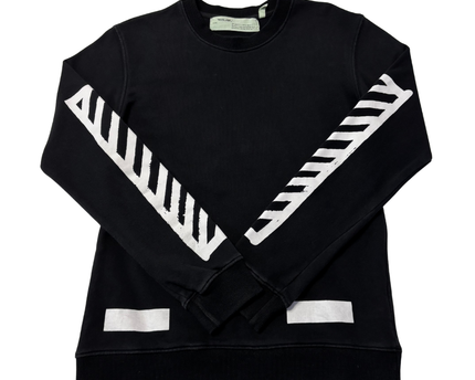 Off-White by Virgil Abloh Main Label Black Diagonal Stripe Sweatshirt