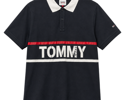 Tommy Jeans Black Graphic Logo Polo Shirt