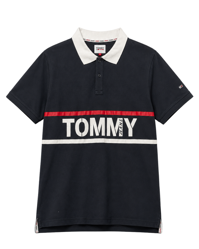 Tommy Jeans Black Graphic Logo Polo Shirt