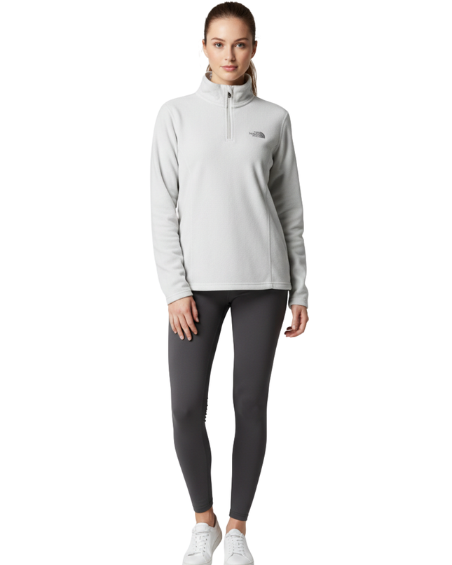 The North Face White Quarter-Zip TKA 100 Fleece Sweater