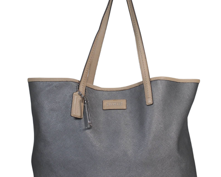 Coach Grey Metallic Crossgrain Leather Tote Bag