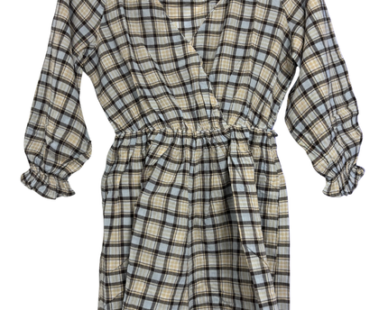 Zara Plaid V-Neck Long Sleeve Romper