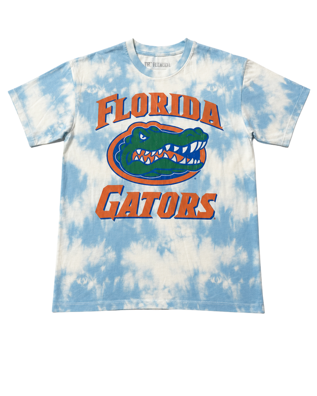 Pull&Bear Blue and White Tie-Dye Florida Gators Graphic Tee