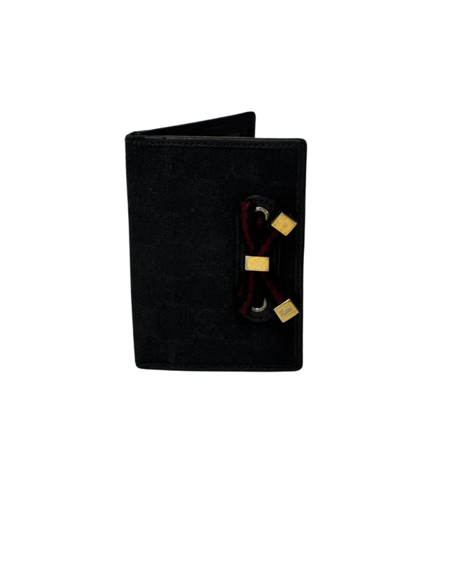 Gucci Black GG Monogram Canvas Ribbon Detail Card Holder