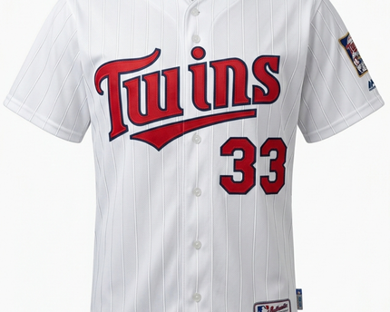 Majestic White Minnesota Twins Justin Morneau #33 Pinstripe Baseball Jersey