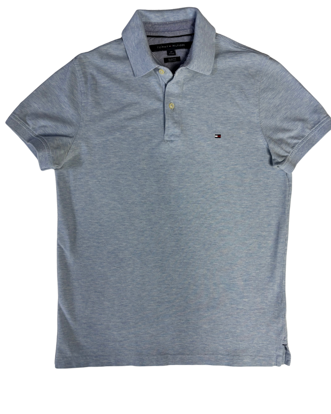 Tommy Hilfiger Light Blue Slim Fit Short Sleeve Polo Shirt