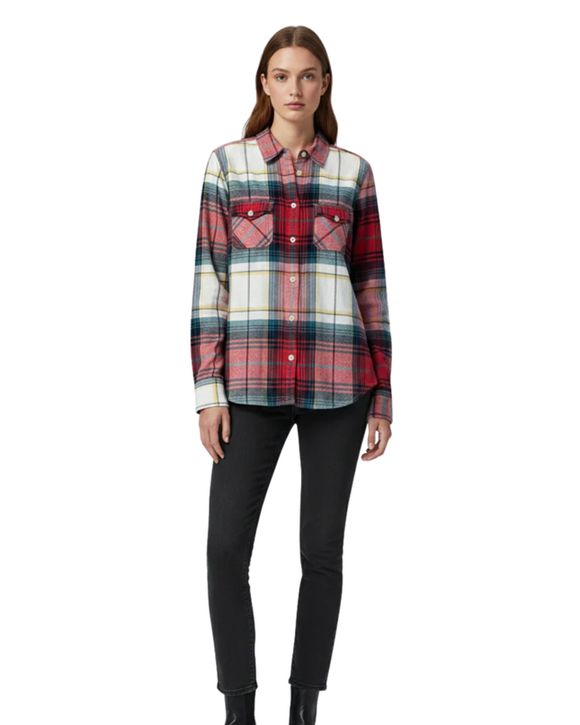 American Eagle Outfitters Red Plaid Favorite Fit Flannel Shirt