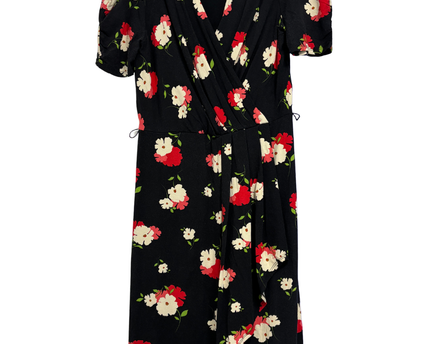 Phase Eight Black Floral Wrap Midi Dress
