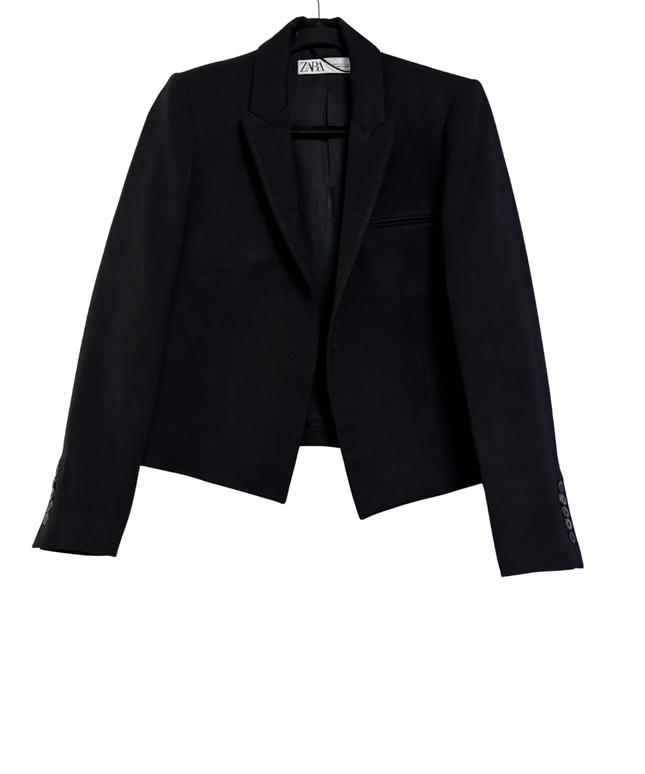 Zara Black Cropped Tailored Blazer