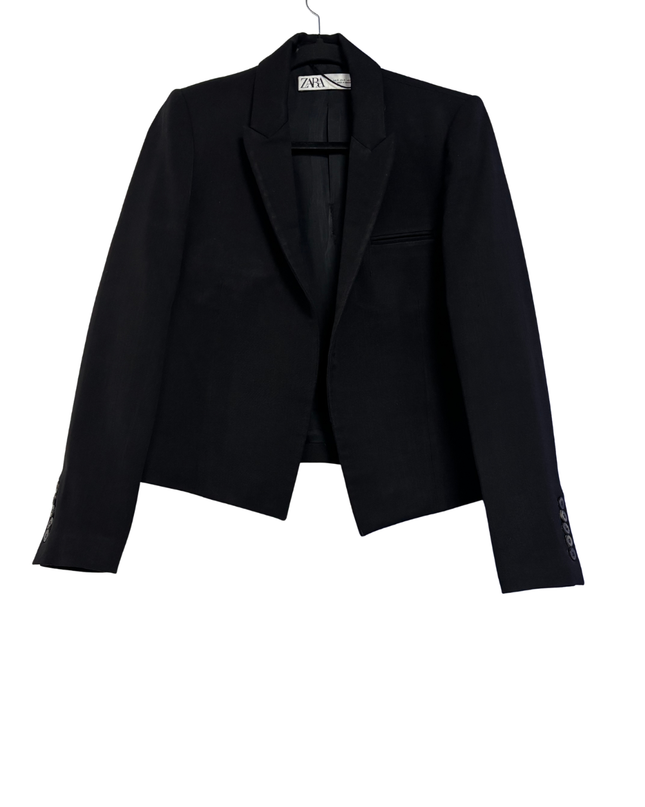 Zara Black Cropped Tailored Blazer