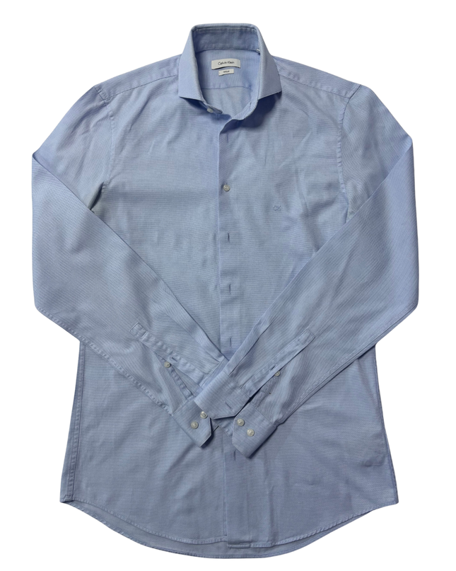 Calvin Klein Light Blue Fitted Cotton Dress Shirt