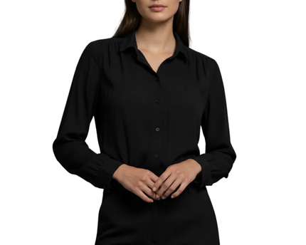 H&M Black Long Sleeve Button-Up Blouse