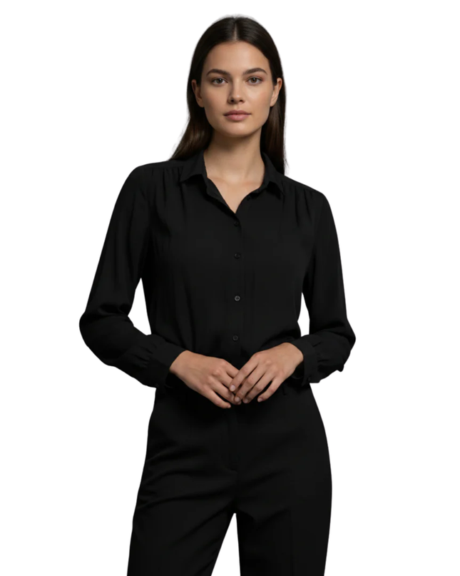 H&M Black Long Sleeve Button-Up Blouse