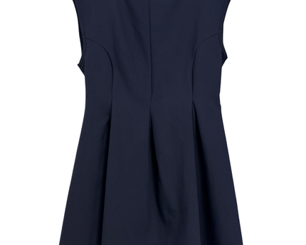 Adl Navy Blue Sleeveless Fit and Flare Pleated Mini Dress