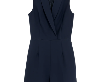 H&M Navy Blue Sleeveless Shawl Collar Romper