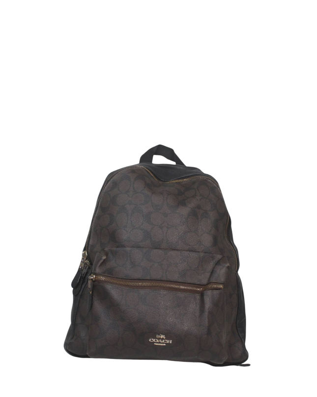Coach Dark Brown Signature Monogram Backpack Bag