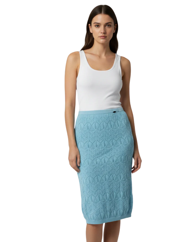 Topshop Light Blue Knit Pointelle Pencil Skirt