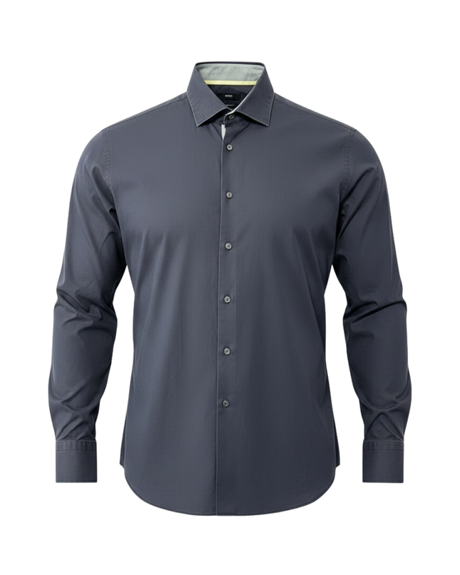 BOSS Navy Blue Regular Fit Long Sleeve Dress Shirt
