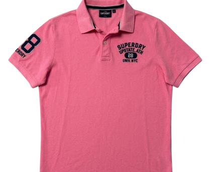 Superdry Pink Graphic Collegiate Polo Shirt