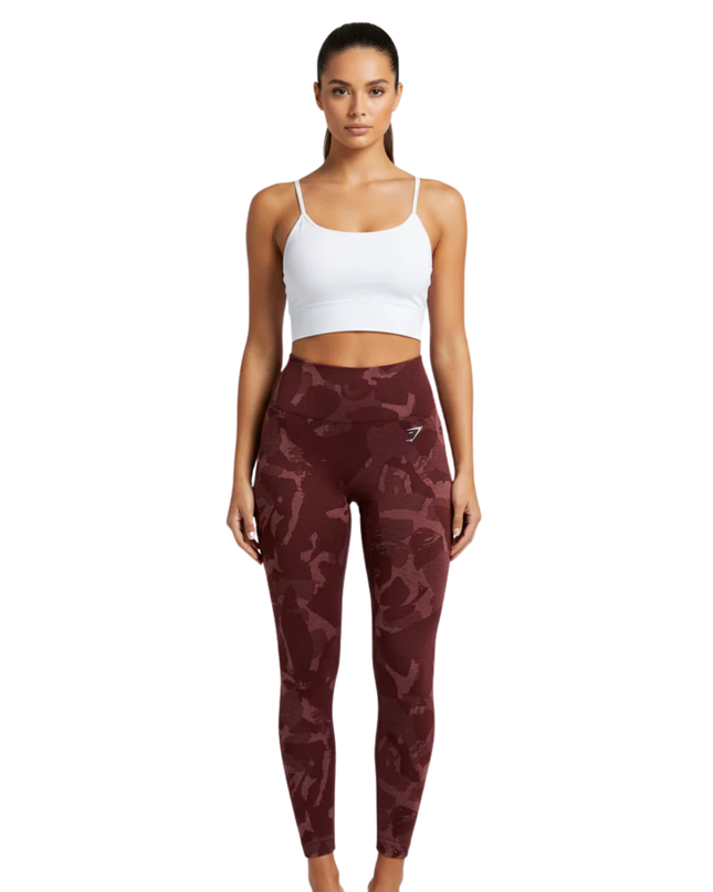 Gymshark Burgundy Camo Adapt Seamless Leggings
