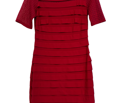 Principles by Ben de Lisi Red Tiered Lace Sleeve Midi Dress