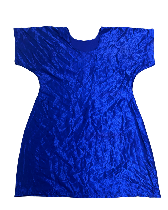 Blue Velvet Traditional Loose-Fitting Dress - L