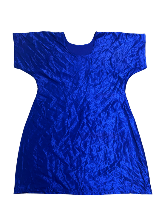Blue Velvet Traditional Loose-Fitting Dress - L