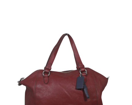 Coach Red Pebbled Leather Satchel Handbag