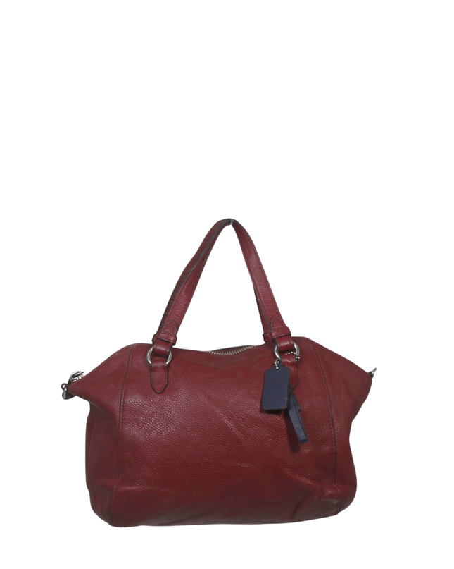Coach Red Pebbled Leather Satchel Handbag