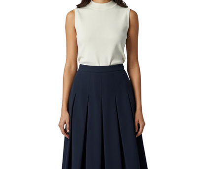 Koton Navy Blue Pleated Midi Skirt