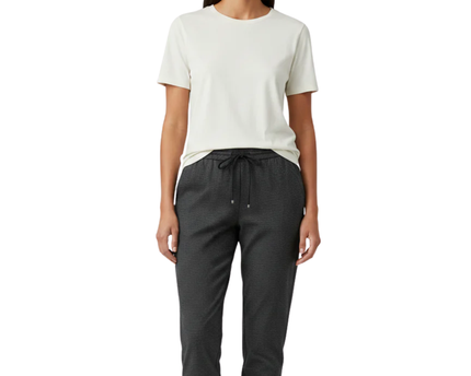 MANGO Grey Textured Drawstring Trousers