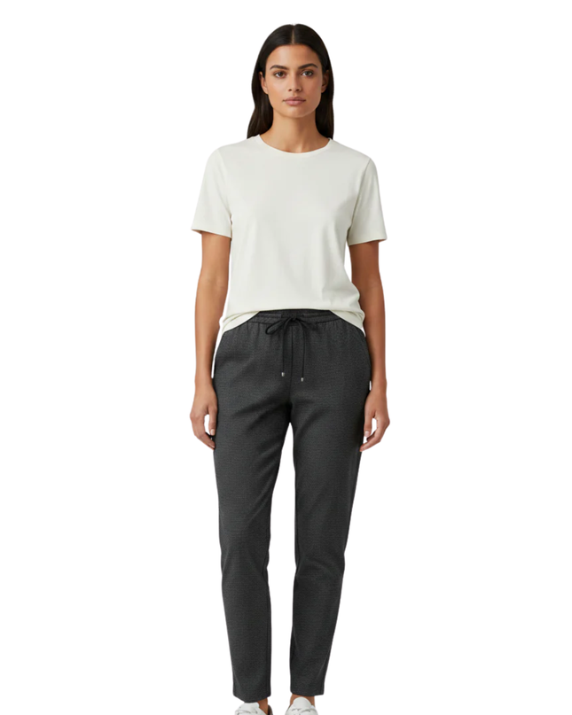 MANGO Grey Textured Drawstring Trousers