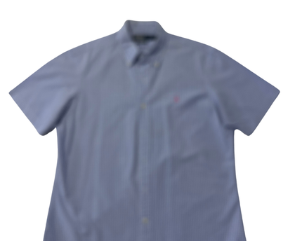 Polo Ralph Lauren Blue Checkered Short Sleeve Custom Fit Shirt